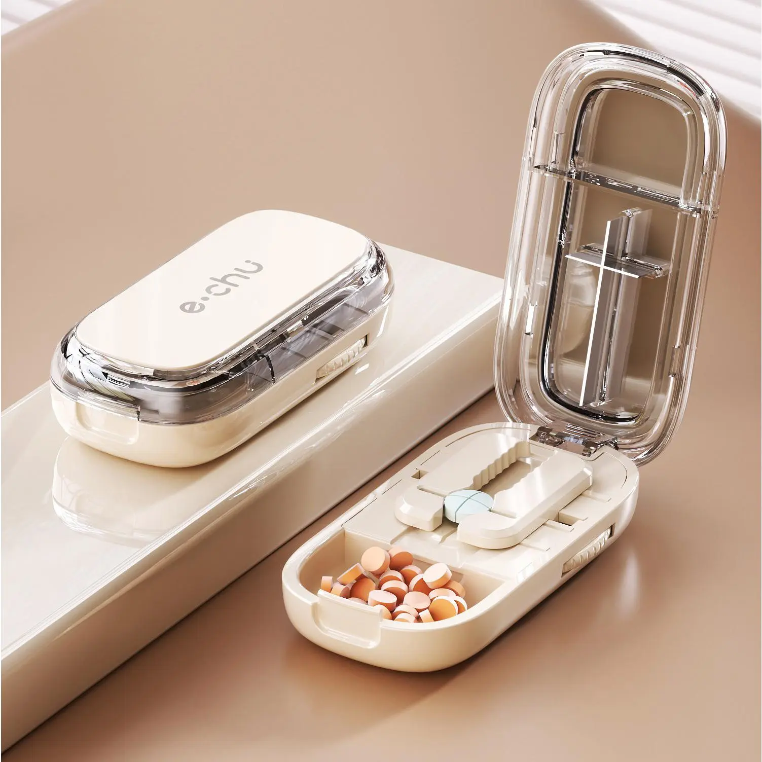 1/4 tablet cutter, precise 1/2 tablet cutting tool, portable packaging medicine box