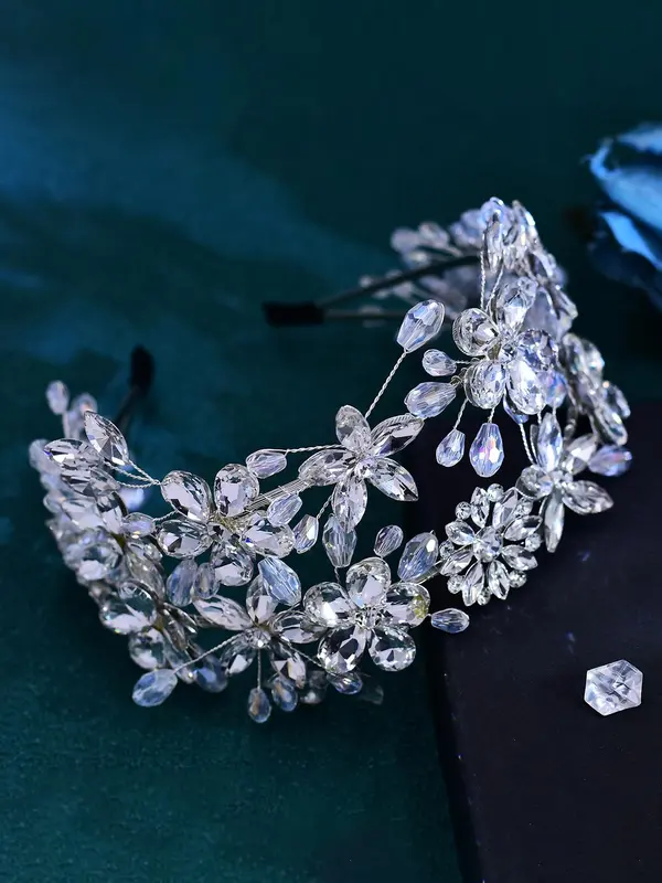 Rhinestone Decorated Flower Design Headband, Elegant Bridal Headwear for Wedding Bridal Party Formal Occasions, Fashion Hair Accessories for Women 4