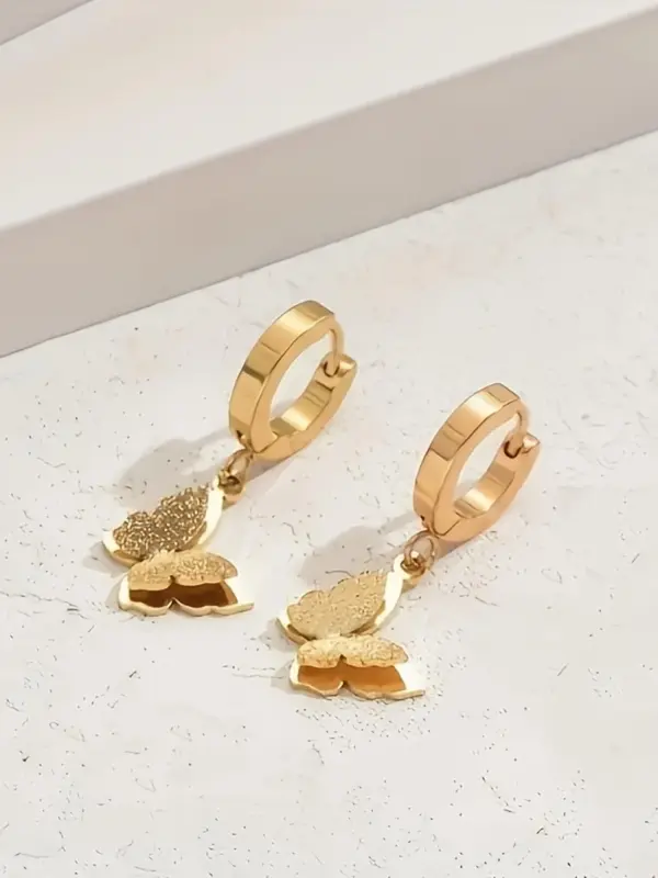 Butterfly Design Hoop Earrings, Fashionable Jewelry for Women & Girls, Trendy All-match & Exquisite Jewelry for Birthday Gift 3