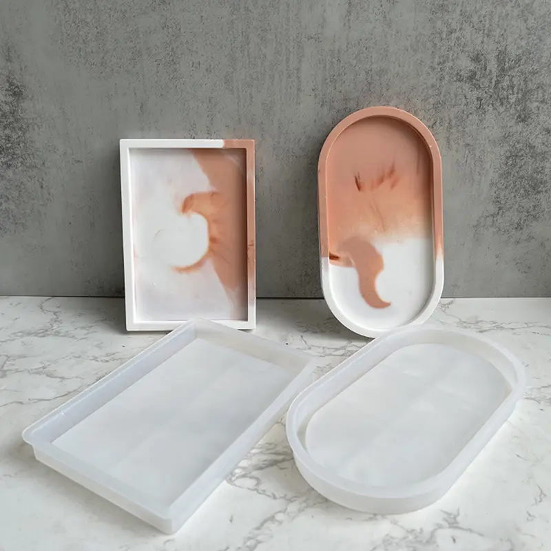 1 Pcs Oval Tray Dish Silicone Soap  Mold Rectangular Oval Storage Tray Moulds