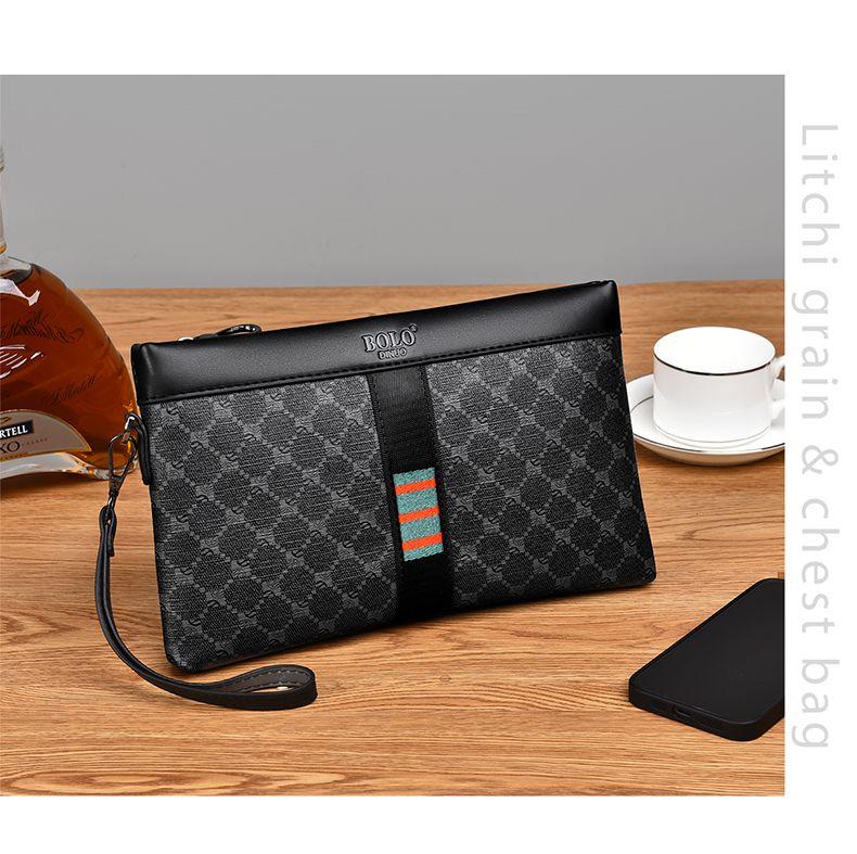 Product Introduction of Men's Handbag New Fashion Plaid Business Large Capacity Casual Envelope Men's Clutch 23