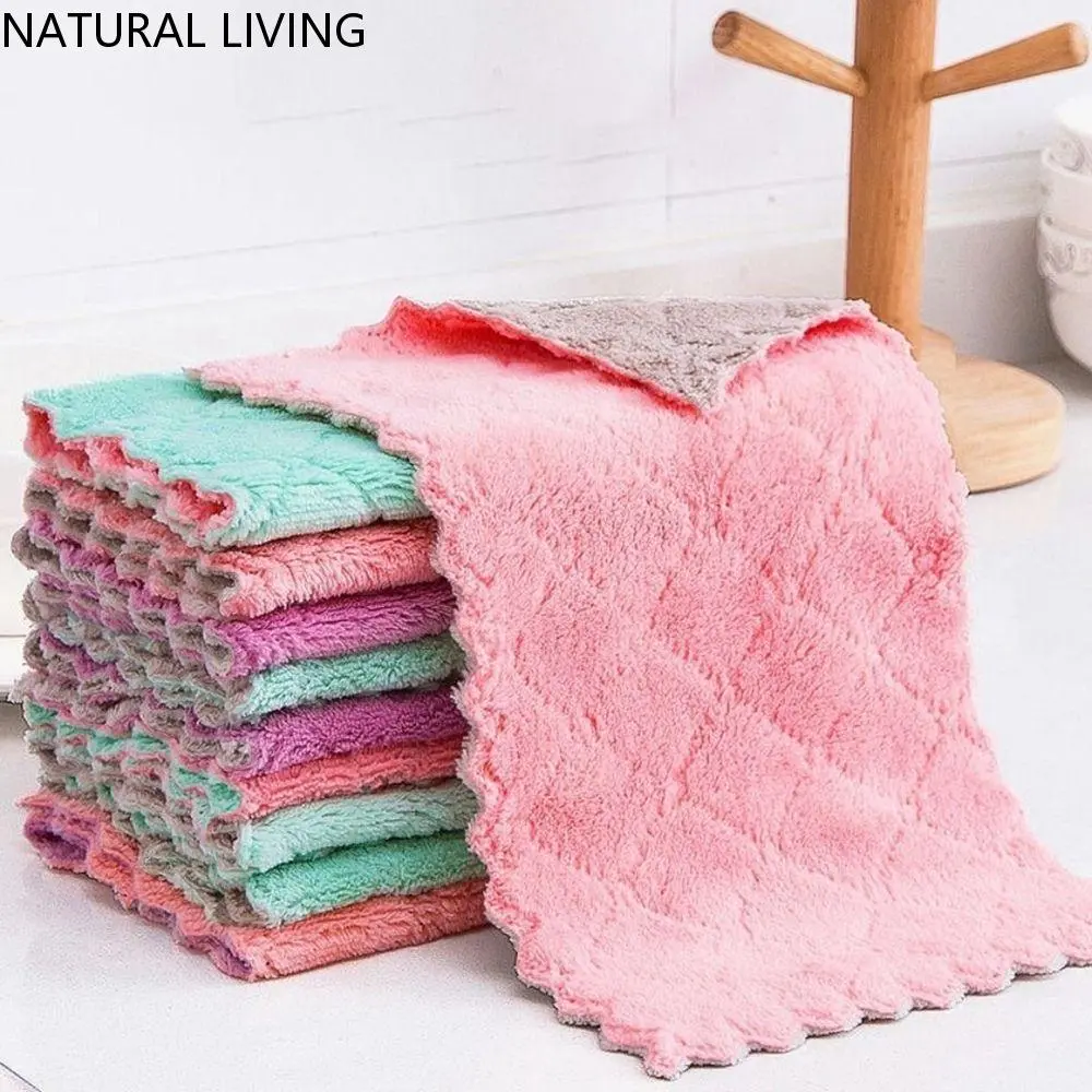 NATURAL LIVING Thicken Absorbent Printed Cleaning Cloth for Bathroom Quick Drying Kitchen Microfiber Kitchen Towels Dish Rags Hand Towels Dishcloths