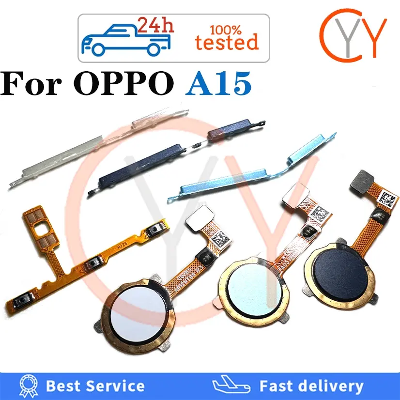 For OPPO A15 A15S Back Home Button Fingerprint Scanner Sensor Return Key Volume Button Power Switch On Off Button Flex Cable