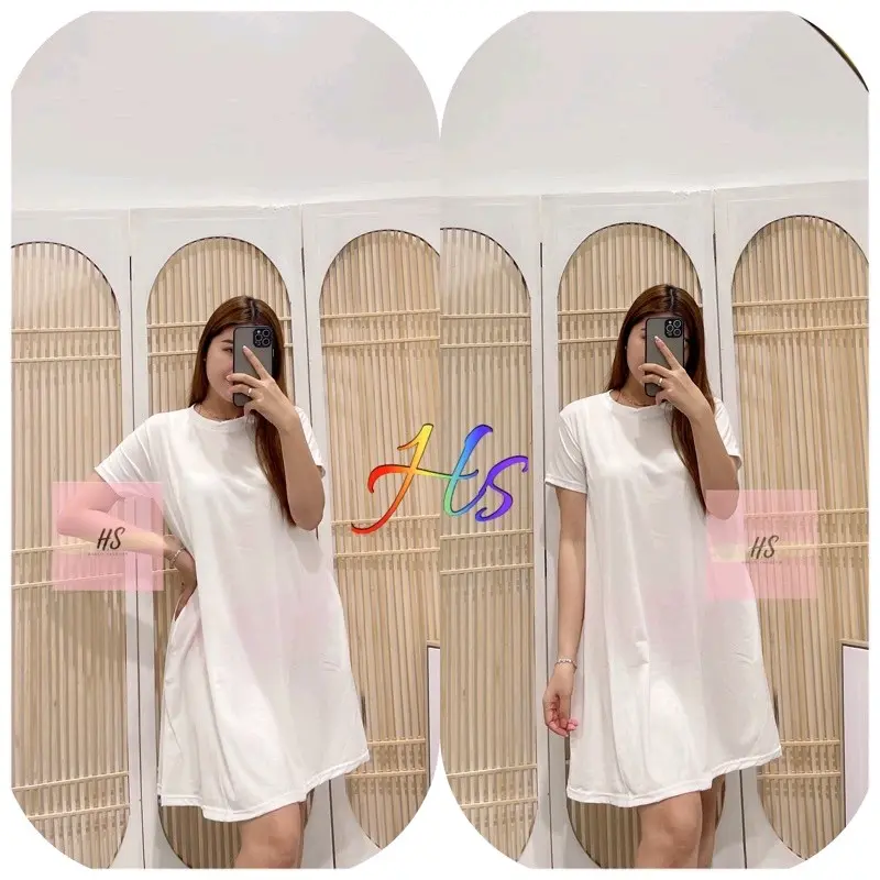 DRESS POCKET polos pj90cm Kantong Casual Nyaman Santai perempuan 5