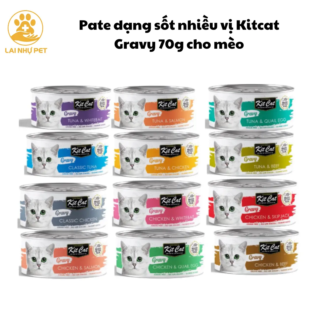 Pate dạng sốt nhiều vị Kitcat Gravy 70g cho mèo-Lai Nhự Pet.