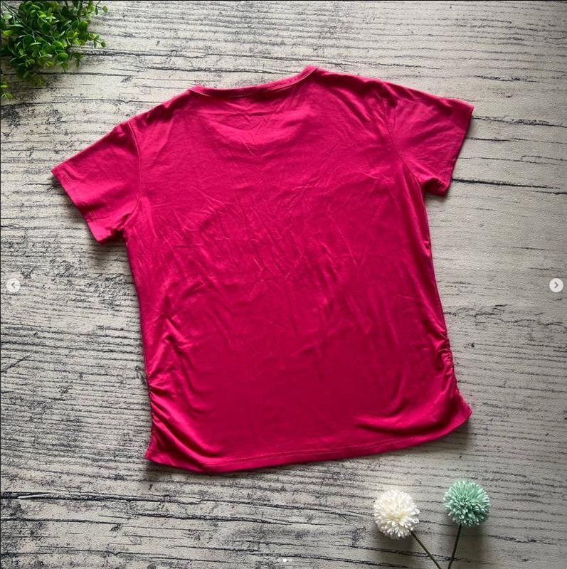 Baju Kaos Atasan Wanita Pink Polos Bunga Lengan Pendek Murah 1