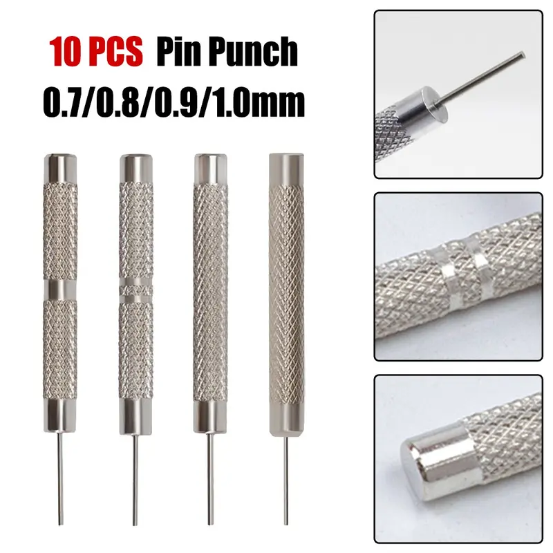 Dụng Cụ Sửa Chữa Tháo Ghim Vòng đeo tay Dây đồng Đồng Hồ 10 cái, Đục lỗ ghim sắt, Chiều rộng 0,7-1,0mm 6