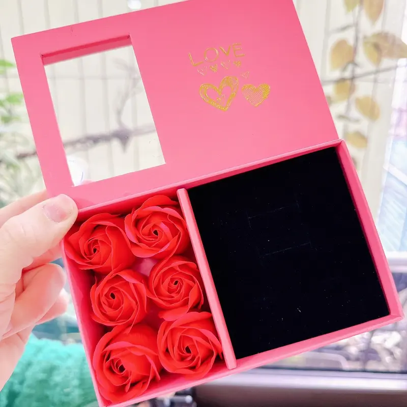 Hộp hoa hồng tình yêu dùng đựng trang sức vàng bạc, Bạc LoPa 1