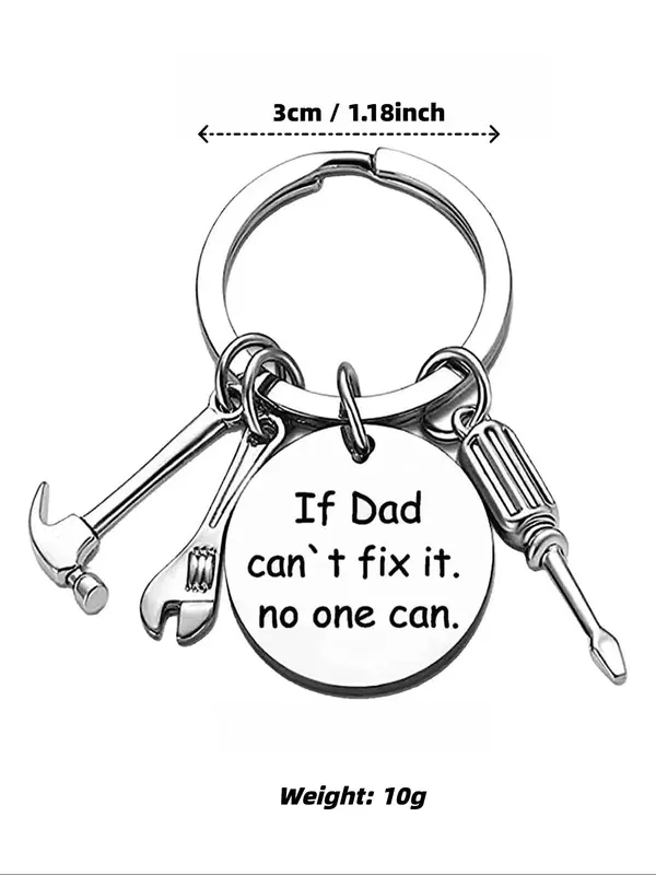Fashionable Keychain, Stainless Steel Letter If Dad Can't Fix It No One Can Keychain, Key Ring Chain for Father's Day Birthday Gift 1