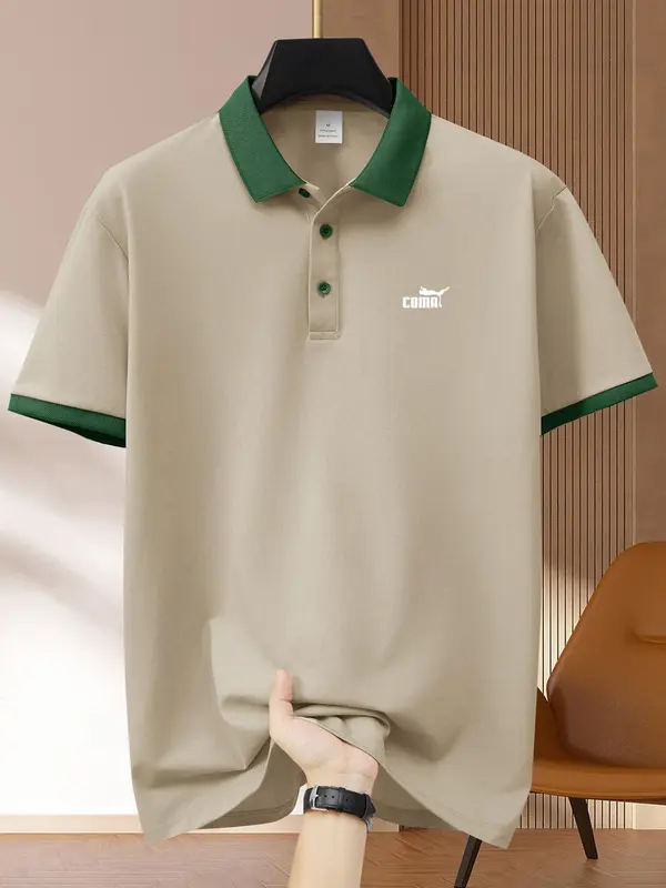 Men's Regular Fit Animal Print Polo Shirt, Casual Short Sleeve Button Front Top for Summer, Fashion Men's Clothes for Daily Wear 2
