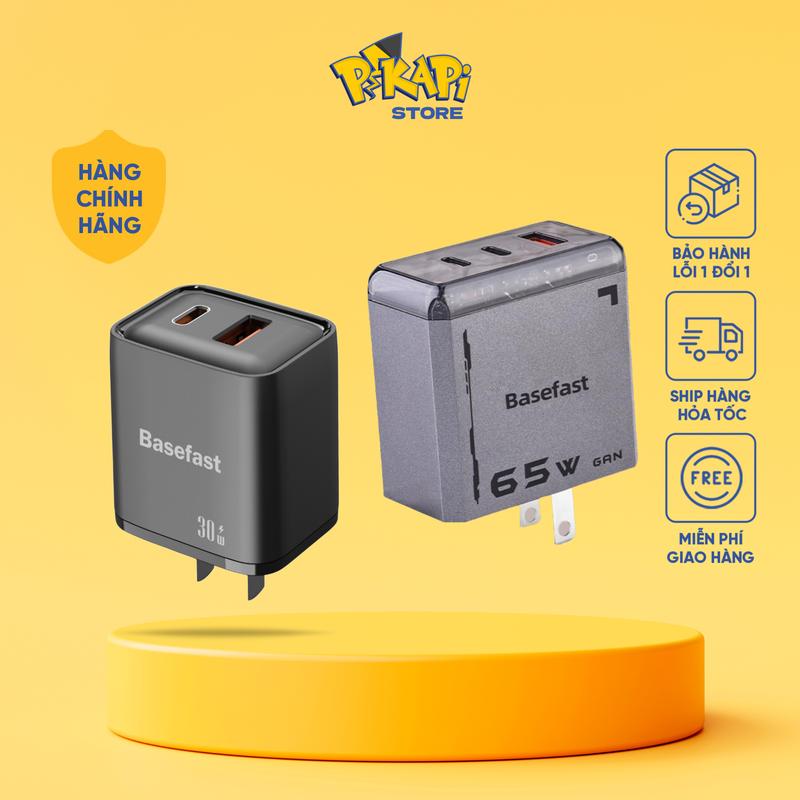 Củ sạc nhanh 20W, 30W, 40W, 65W Basefast Công nghệ GAN, sạc nhanh iP Android Samsung Oppo Xiaomi Laptop