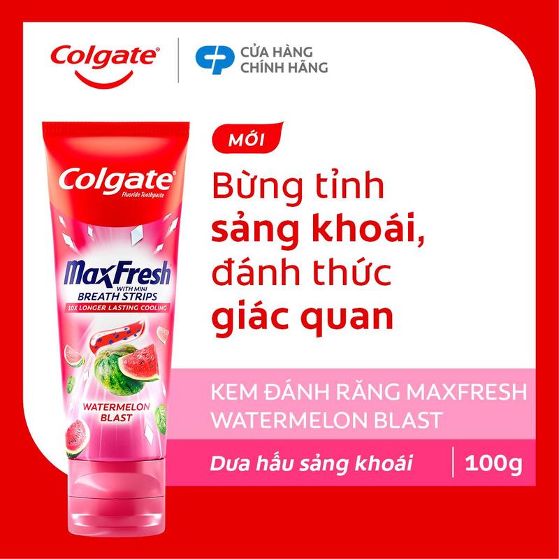 MỚI Kem đánh răng Colgate MaxFresh Hương nhiệt đới tinh thể cầu vồng the mát 100g tuýp