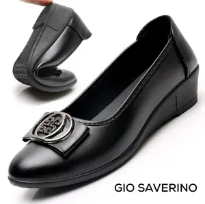 Gio Saverino Sepatu Wedges Wanita Hitam Hanna Black Heels Shoes Sepatu Formal