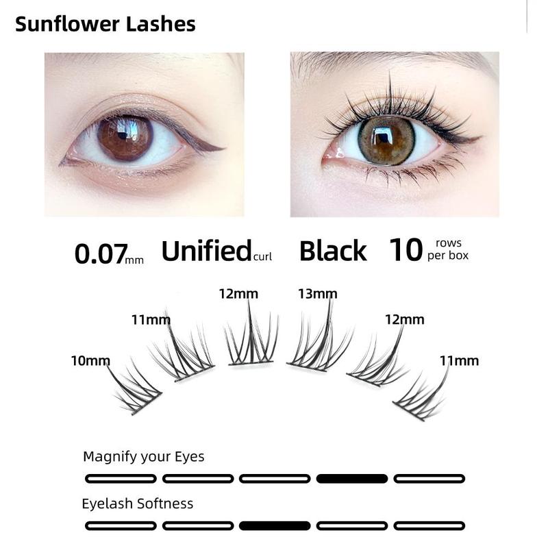 Mixed Length & Style Fluffy Cluster False Eyelashes, 1 Set Natural Curl Wispy Cat Eye Style Faux Cluster Lashes Strip Lashes 2