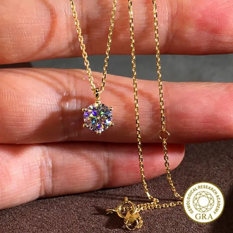 [Free GRA Certificate] New Refined and Simple Stylish round Moissanite Women's Necklace