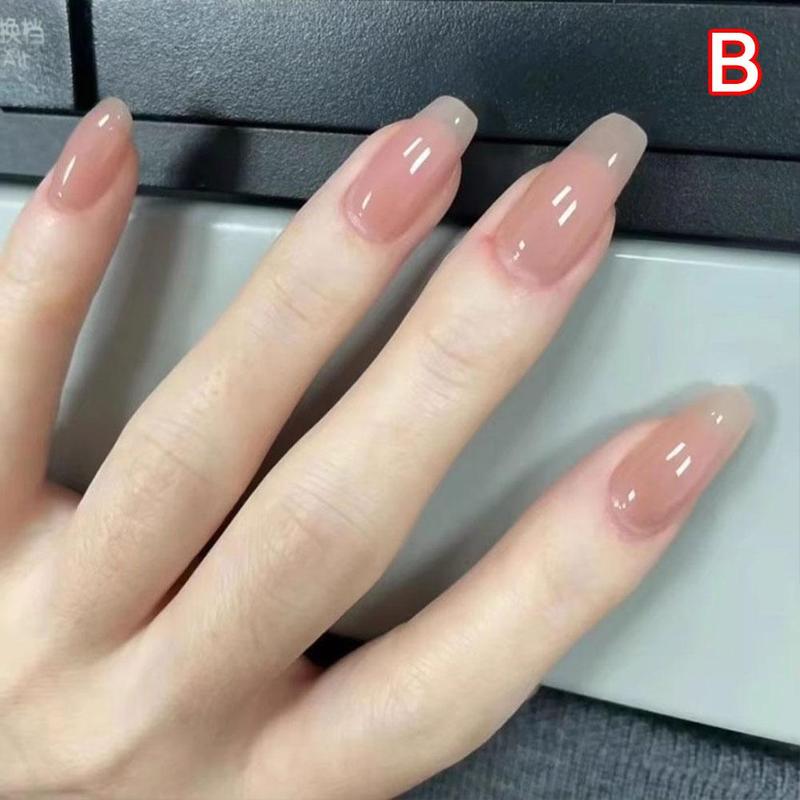 Product Introduction of 24Pcs Fake Nails Set Light Luxury Flashing False Nails French Wearable Nails Removable False Nails 27