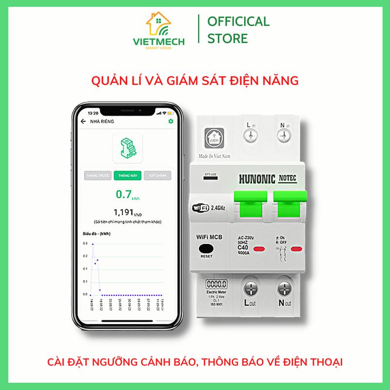 Aptomat thông minh Hunonic Notec | Đo đếm điện năng tiêu thụ