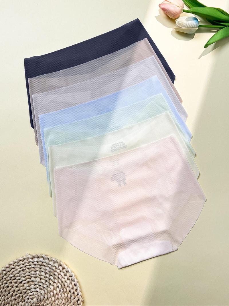 Product Introduction of Women's Bowknot Print Seamless Ice Silk Panty, Breathable Comfy Knicker for Daily Wear, Underwear for All Seasons 8