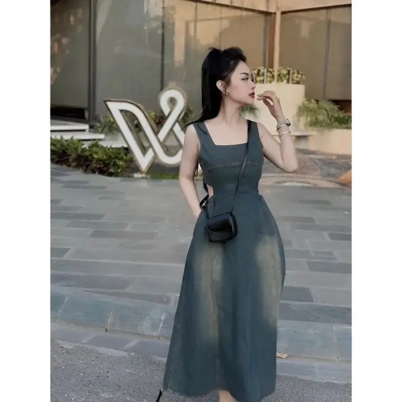 VÁY BÒ 2S BẢN TO KHOÉT EO Nữ Dress Women Nhung