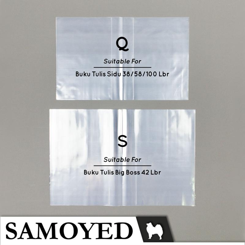 Product Introduction of Sampul Buku Tulis Plastik Transparan / Bening / Plastic Transparent / Clear Slip On Book Covers Samoyed BKCV-PS Uk. Sidu / Quarto / Kuarto / Kwarto / Big Boss / Boxy 23