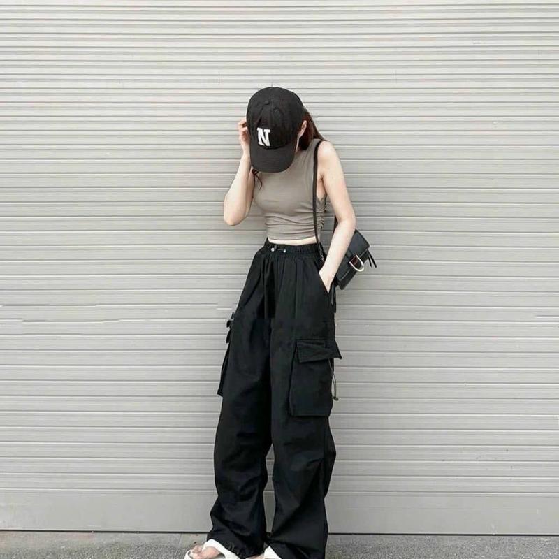 Q1 Quần Dài KaKi Thun Đen Giãn Ống Suông Túi Hộp
