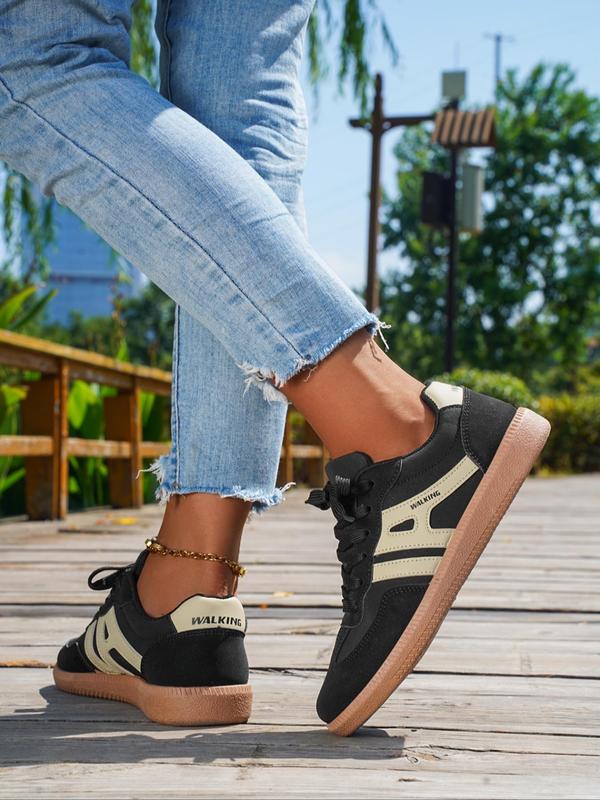 Women's Vintage Fashionable Colorblock Lace Up Walking Shoes, Casual Comfortable Sports Shoes for Outdoor, Lightweight Breathable Non-slip Sneakers for Daily Wear 8