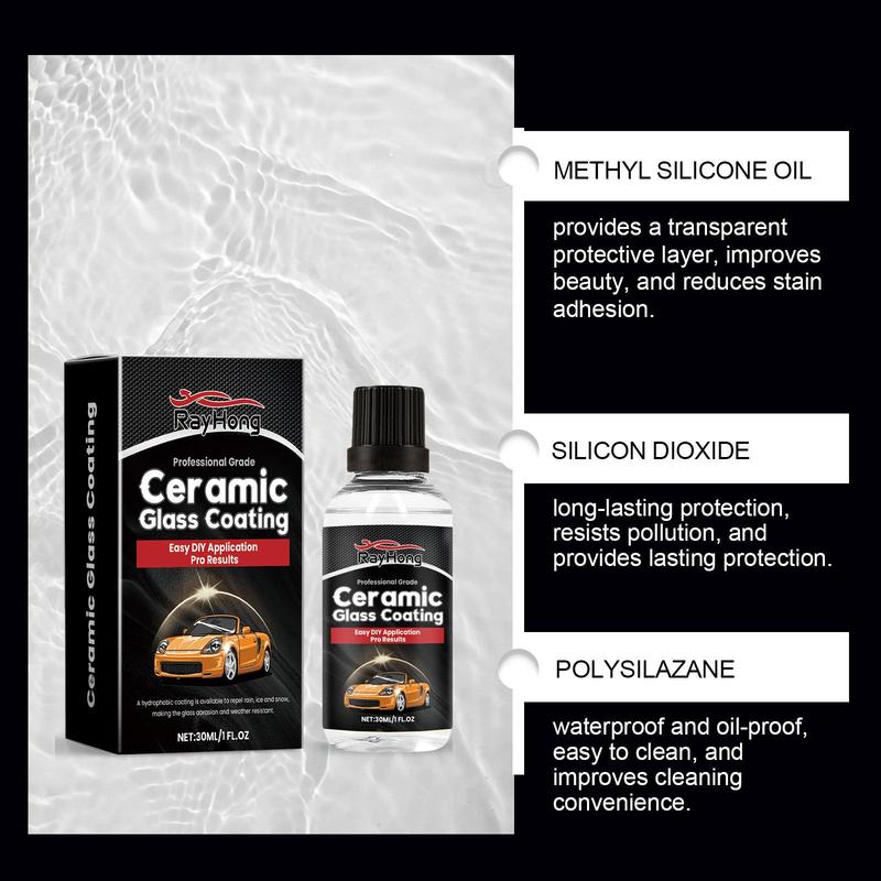 Product Introduction of Car Glass Coating Agent, 1 Set Ceramic Glass Coating Agent, Car Window Rainproof & Anti-fog Agent, Professional Car Cleaning & Care Fluid 6