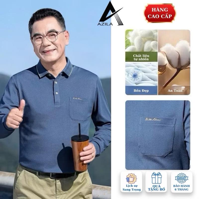 Áo Thun Thu Đông Dài Tay Nam Trung Niên Hàng Quảng Châu + ẢNH THẬT Menswear Top Có Cổ Cộc Tay Tay Ngắn Ngắn Tay
