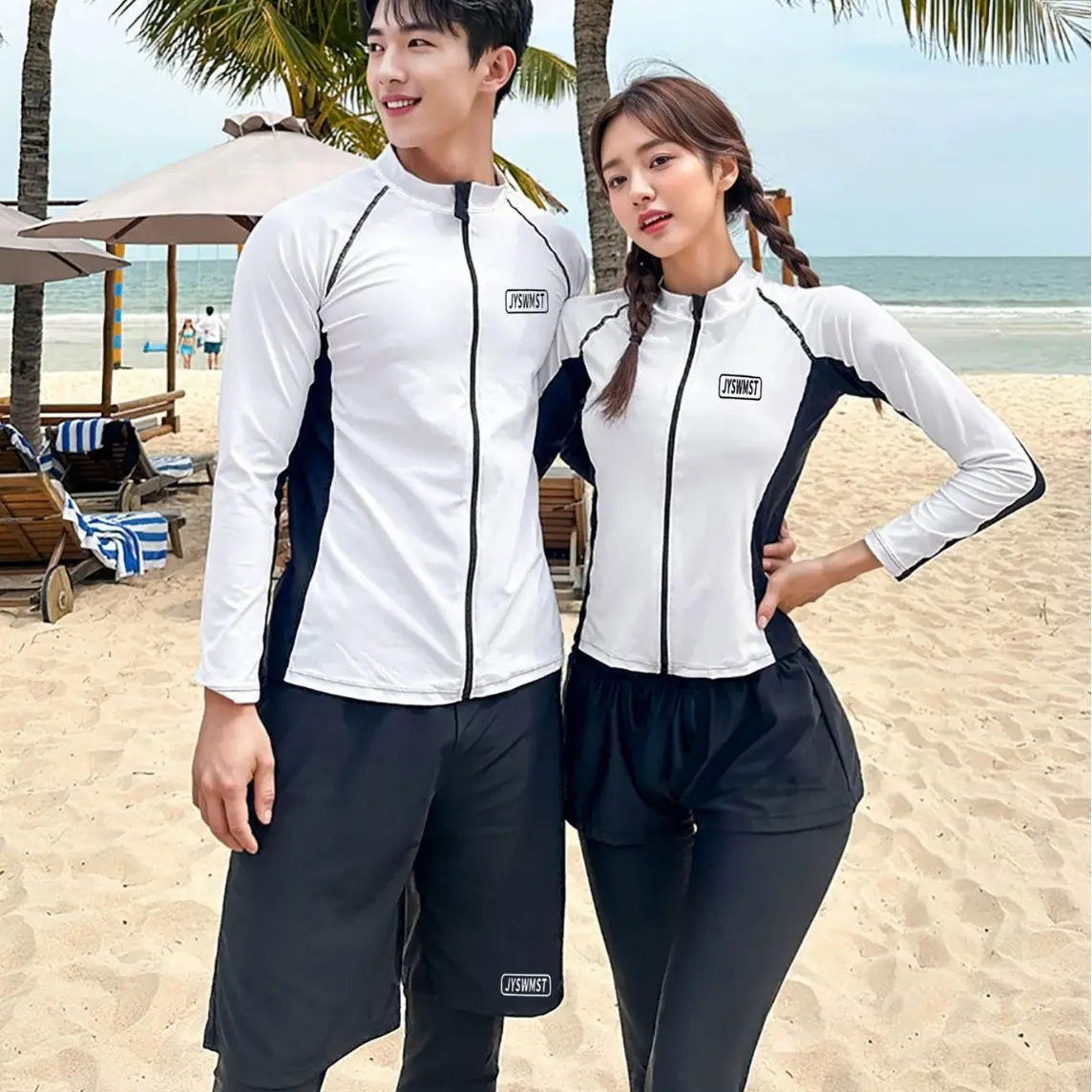 Women's Long Sleeve Two-Piece Diving Suit, Couples' Long Pants, Sun Protection Quick-Dry Surfing Swimwear Set, Snorkeling Suit, Jellyfish Suit for Men Clothes Womenswear Lingerie Comfort White