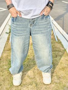 Men's Pocket Straight Leg Jeans, Loose Casual Comfy Denim Trousers for Daily Wear, Woven Bottoms for All Seasons
