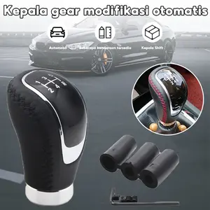 5 Kecepatan Hitam Jahitan Kulit Manual Mobil Gear Shift Knob Stick Shifter Type-R Tuas Gigi Perseneling Transmisi Car Kendaraan