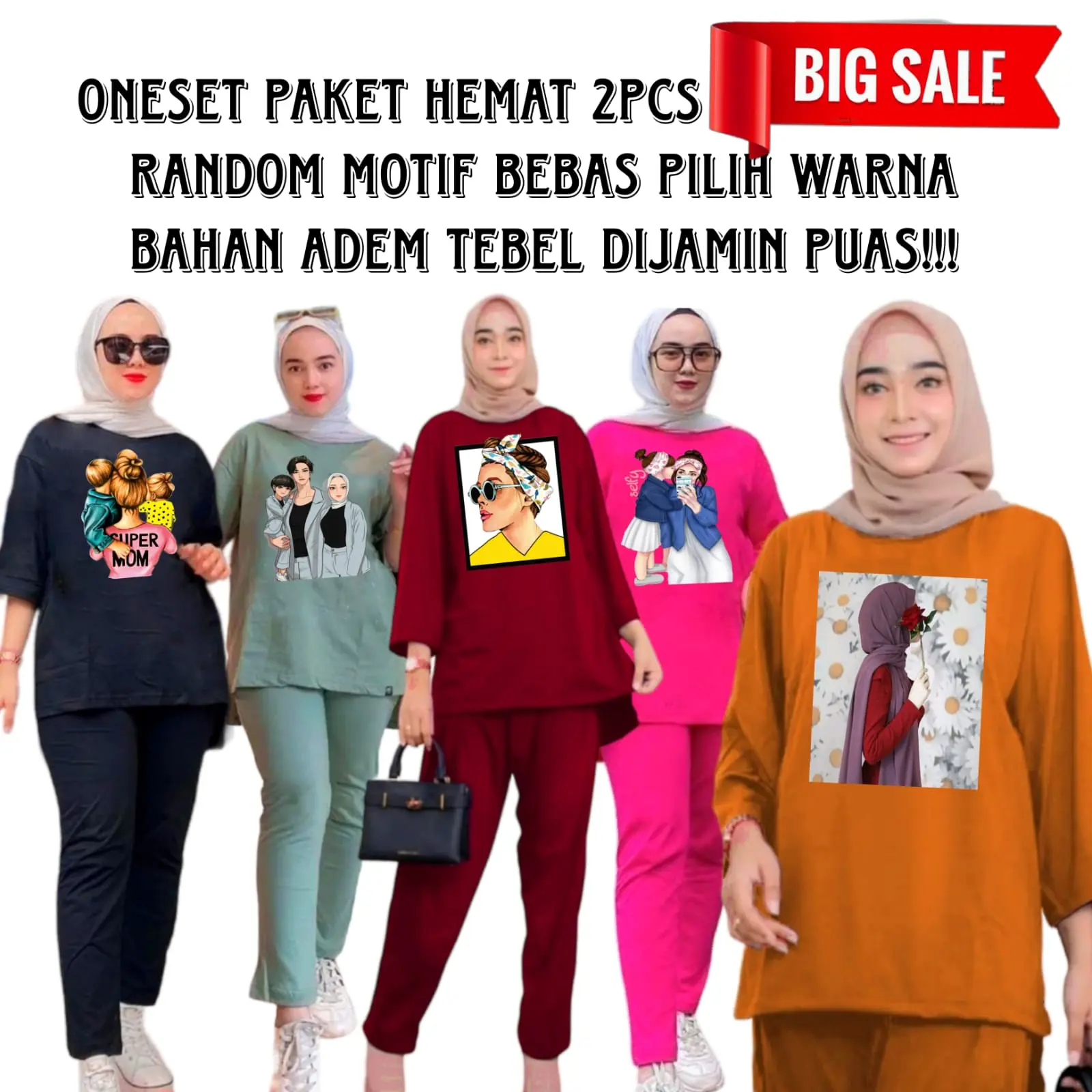ONESET PAKET 2STEL RANDOM WARNA RANDOM GAMBAR STELAN WANITA