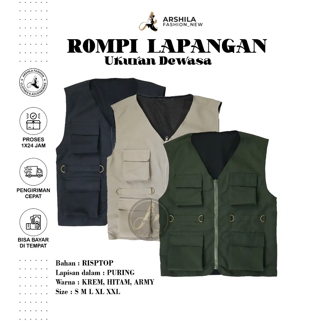 ROMPI CARGO LAPANGAN DEWASA INNER PURING/ROMPI GUNUNG/VEST SAFARI