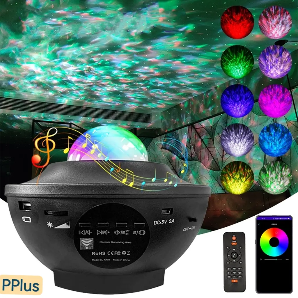 PPlus Lampu Starry Proyektor Langit Malam Berbintang Galaxy Nebula Lamp starry/lampu kamar aesthetic/lampu led kamar/lampu led yang viral/lampu tidur/speaker bluetooth/proyektor kamar jendela bluetooth  usb  room  projector  Green Cable Sensor