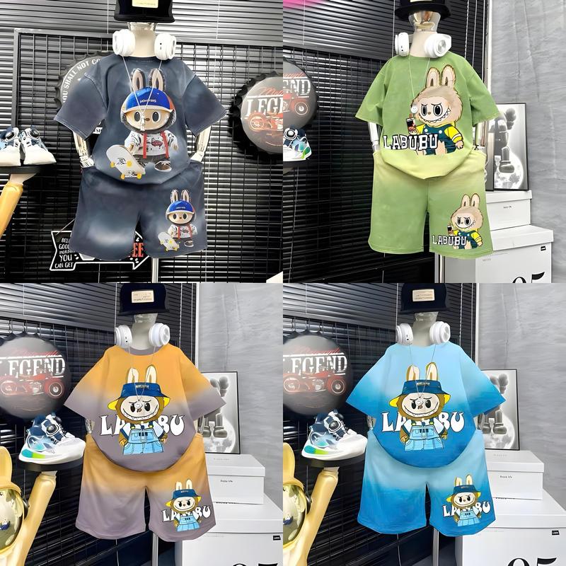 Combo 3,4 bộ quần LABUBU cho bé trai logo 6D, size 10-40kg sản phẩm hot mặc thoáng mát, chất thun lạnh thái - Áo thun LBB01