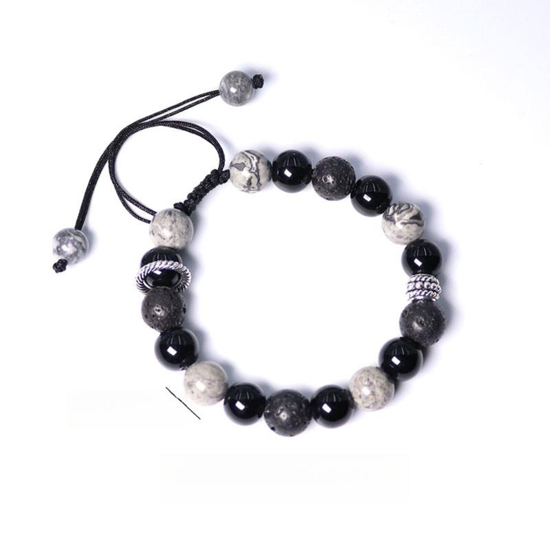Vòng Tay Obsidian, Dành Cho Nam Giới, Vòng Tay Hạt Đá Núi Lửa Cao Cấp, Thích Hợp Làm Quà Tặng Bạn Trai 2