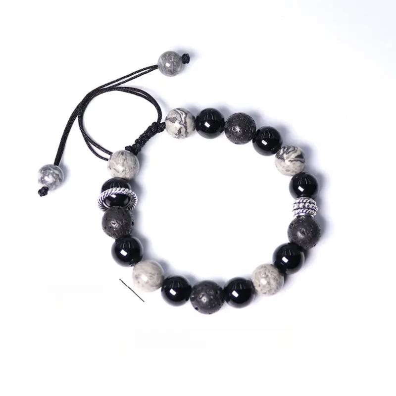 Vòng Tay Obsidian, Dành Cho Nam Giới, Vòng Tay Hạt Đá Núi Lửa Cao Cấp, Thích Hợp Làm Quà Tặng Bạn Trai 2
