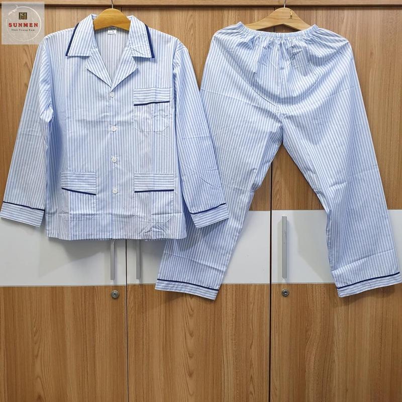  Đồ bộ pijama nam trung niên cao cấp mặc nhà chất vải kate thoáng mát ông già kẻ sọc nhiều màu 