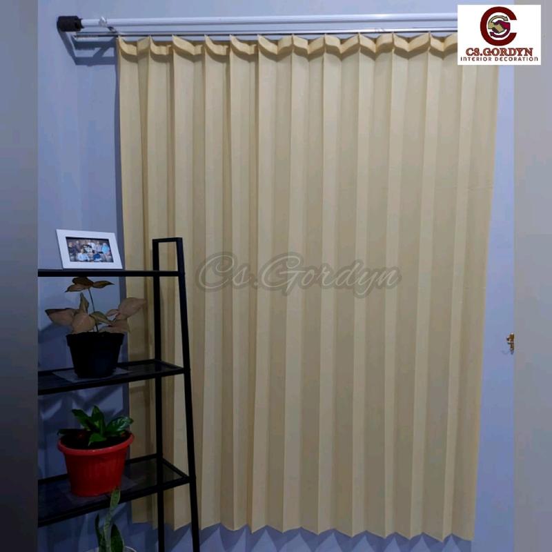 Gorden Vitrase Polos motif salju untuk puring vitrase Jendela Pintu warna Putih dan Kuning Curtain 8
