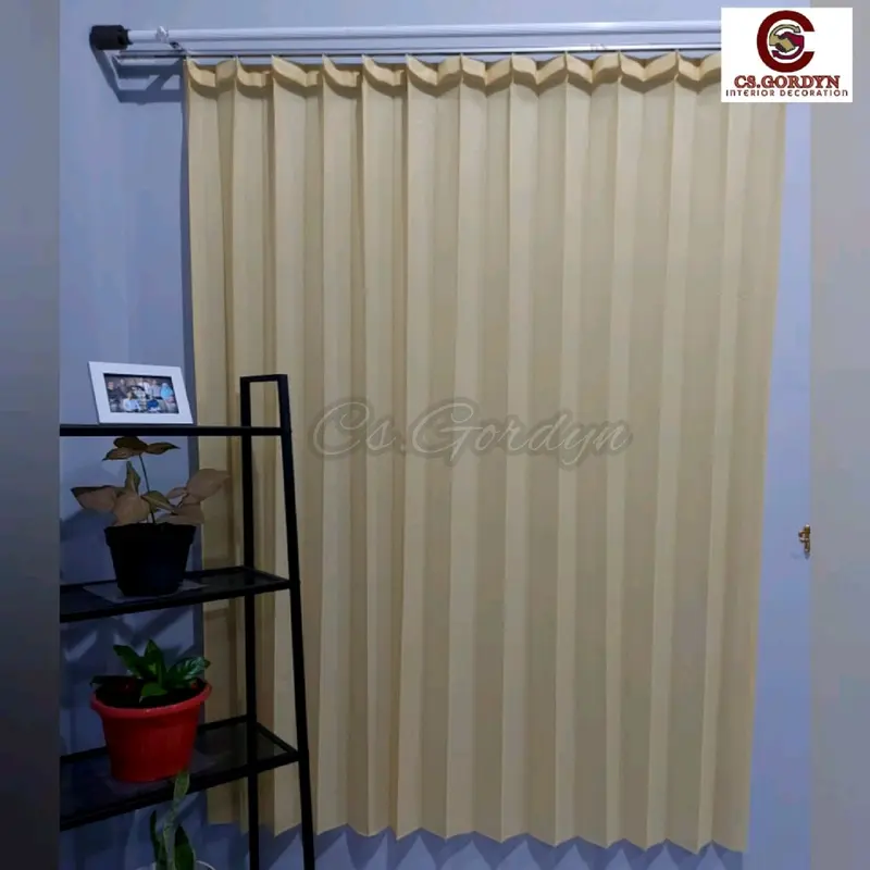 Gorden Vitrase Polos motif salju untuk puring vitrase Jendela Pintu warna Putih dan Kuning Curtain 8