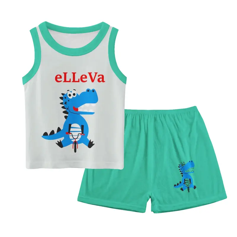 AKS Setelan Singlet Anak Laki laki dan Perempuan Set Tanpa Lengan Bayi Cewek dan Cowok Unisex Import usia 0 4 tahun Kualitas Premium Motif Karakter Lucu Baju Harian Kutung Lekbong 7057 Blue Katun 5