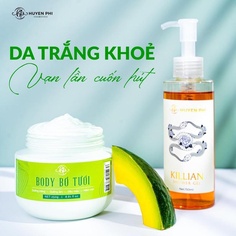 Kem Body Bơ Tươi_Siêu Trắng Huyền Phi vừa dưỡng trắng vừa chống nắng body Mua 1 Body Tặng 1 sữa tắm cao cấp