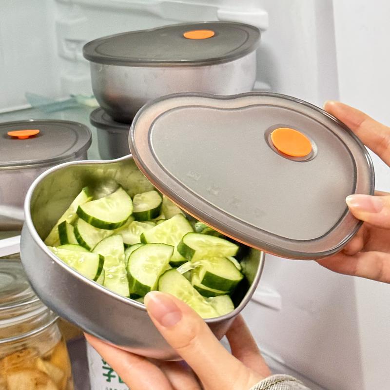 Product Introduction of Heart Shape Stainless Steel Crisper with Lid Bento Box Food Fresh-keeping Boxes Leak-Proof Preserving Containers 14