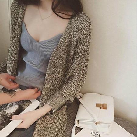 Kamisol Polos Rajut Wanita Ukuran Fit to LLD - , Atasan  Cewek Hitam Panjang atasan  rajut croptop remaja atasan  & tube dasar remaja Basic tank top tank  top Simple kaos  crop Dewasa 3