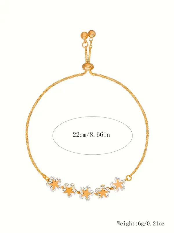 Flower Design Link Bracelet Inlaid Rhinestone, Elegant Bracelet Jewelry for Women, Fashion Jewelry for Party, Daily Decor, Exquisite Jewelry for Gift 1