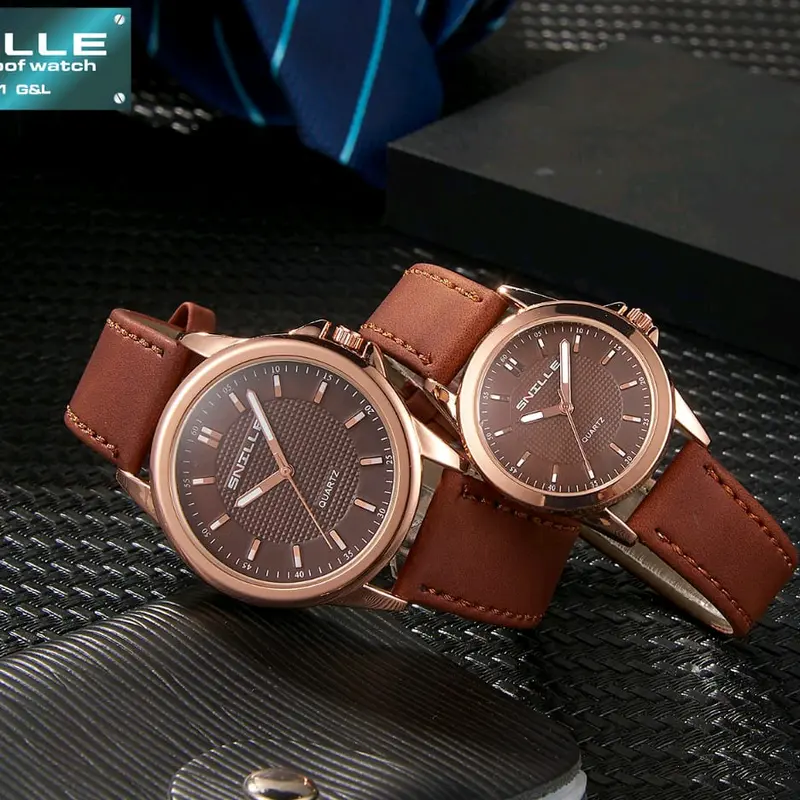 Snille Jam Tangan Kulit pasangan ( couple ) Pria & Wanita || bisa satuan.  Original Asli Anti Air Waterproof 1041 rose 6