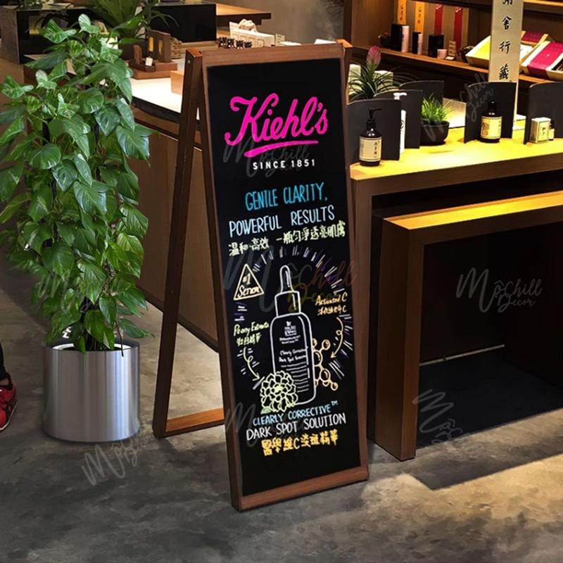 Bảng menu đen viết bút dạ quang khung gỗ cao cao cấp dành cho các cửa hàng cafe,trà sưɑ~,trà chanh,đồ ăn nhanh