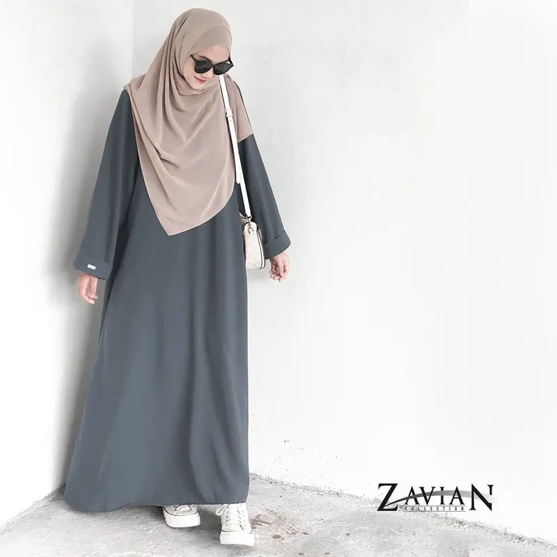 Zavian Gamis Abaya Wanita Kekinian Polos Wolpis Premium Ukuran S M L XL XXL /Basic Abaya Polos Wanita Terbaru Muslim Hitam Remaja Syari Dress Dewasa Maxi Lebaran Mewah Simple Arab Pesta 0
