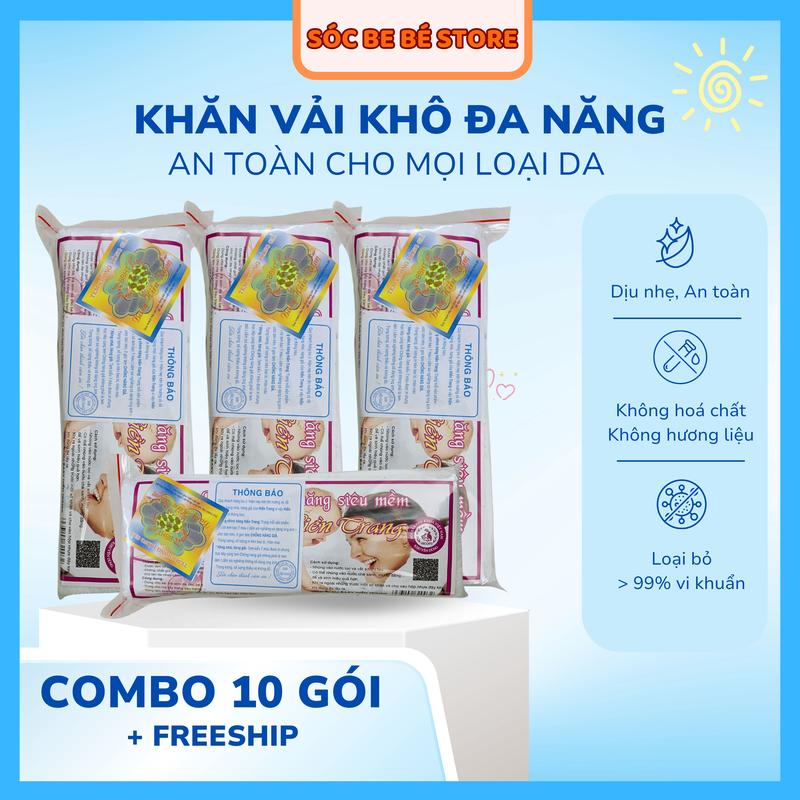 [ CHỌN QUÀ ] Combo 10 Gói Khăn Vải Khô Đa Năng Hiền Trang 170g 200g Siêu Mềm Mịn Cho  Mẹ Và Bé Khăn Tắm
