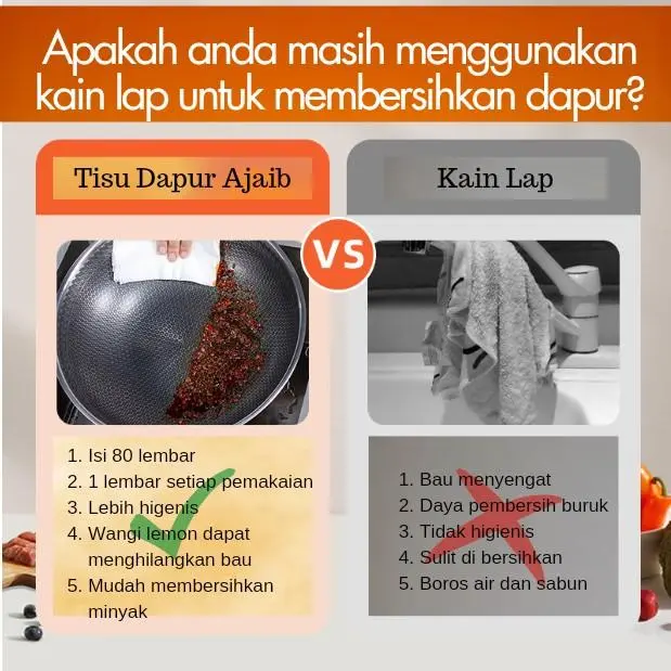 Tisu Serbaguna // Tisu Dapur // Tisu Basah Sekali pakai Dapur Aroma 80 lembar Kain 5